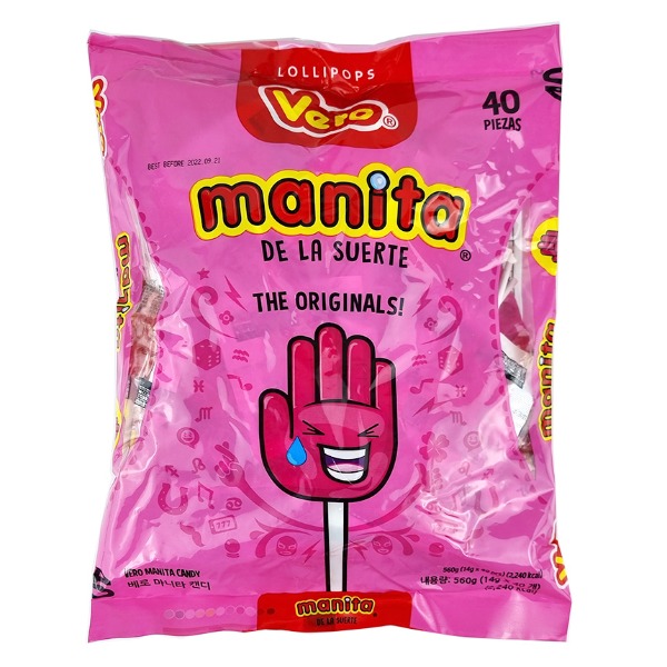 베로 손바닥사탕 빨강 1봉 40개 마니타 캔디 추억의불량식품