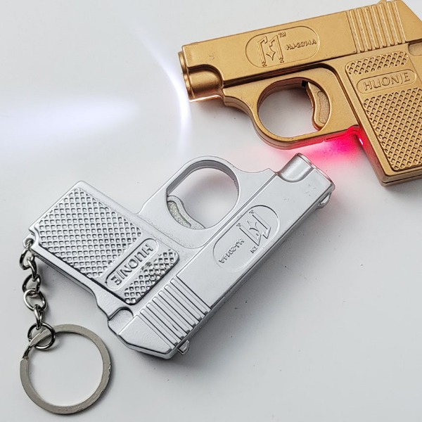 레이저포인트 후레쉬 권총 열쇠고리 1개 레이져 후래쉬가 하나로 추억의장난감